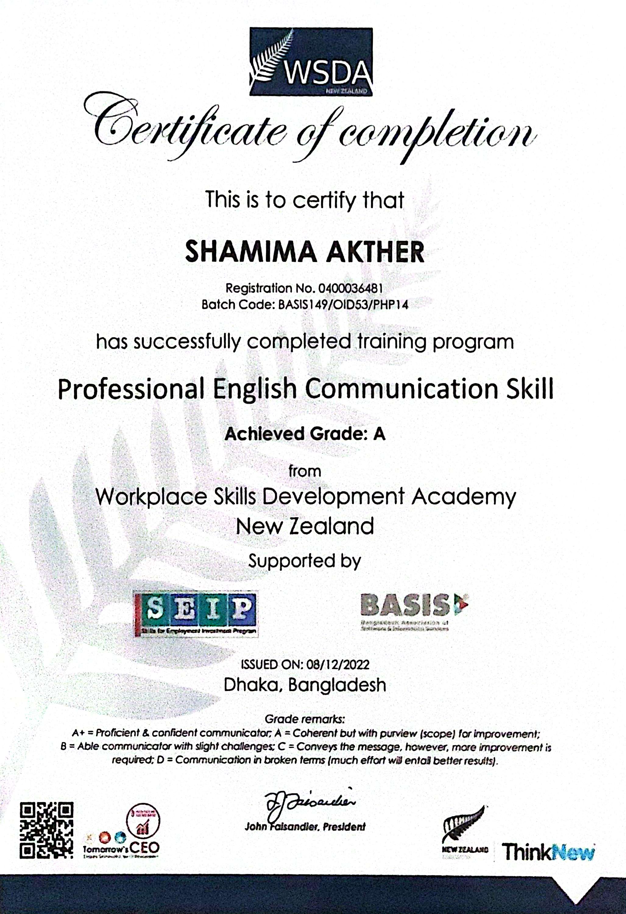 Professional English Communication Skill Certification